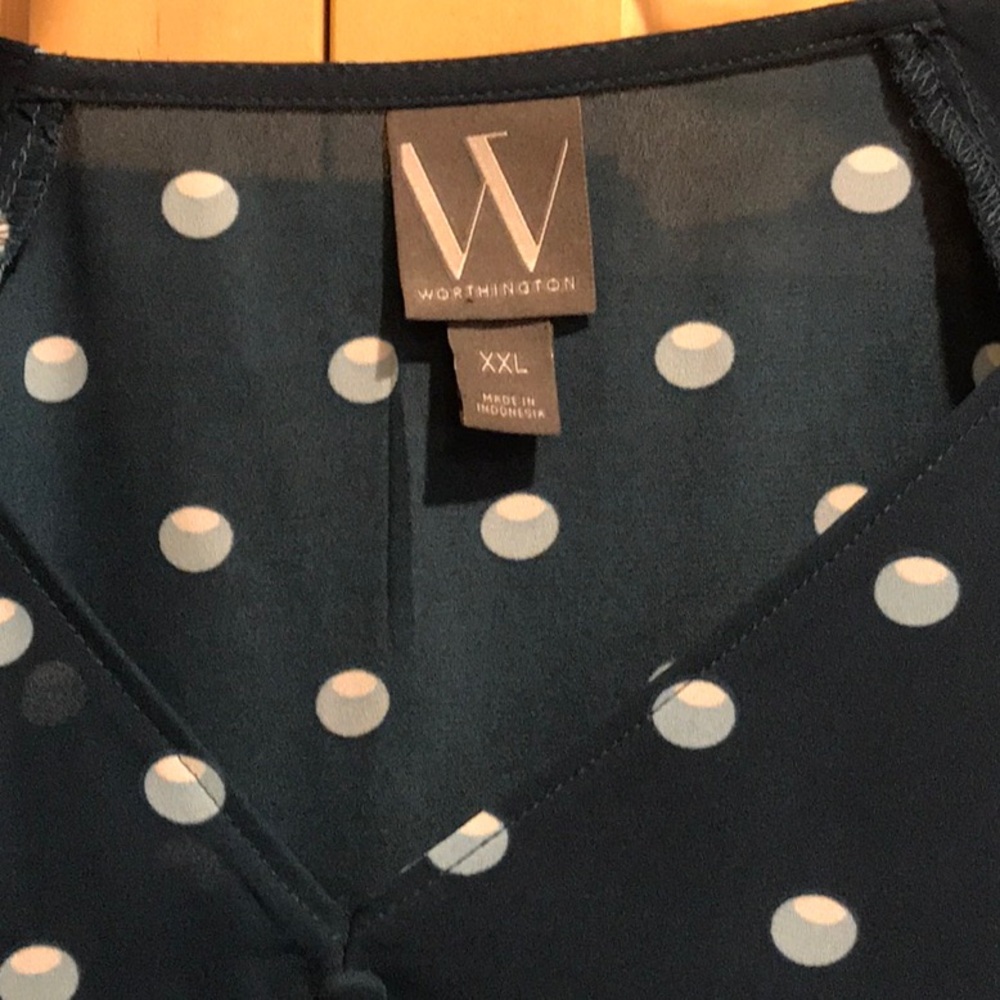 New Worthington Dark Teal Blouse - Picture 2 of 7